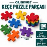 Wesank Objehouse Keçe Puzzle Parçası Süsleme Figürü, 100 Adet, 4 Cm, 3 mm Kalın Keçe