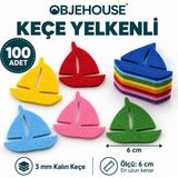 Wesank Objehouse Keçe Yelkenli Süsleme Figürü, 100 Adet, 6 Cm, 3 mm Kalın Keçe