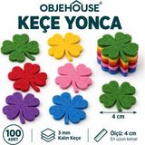 Wesank Objehouse Keçe Yonca Süsleme Figürü, 100 Adet, 4 Cm, 3 mm Kalın Keçe