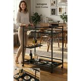 Wesgoo Servis Arabası-bar-dressuar Mat Siyah-siyah Cam