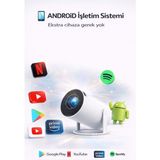 Weskam Android Projeksiyon Cihazı Perde Hediyeli Wifi Destekli Akıllı Sinema Projektör Ultra Hd Güncel - Beyaz