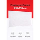 Weskam Ev Sineması Projeksiyon Perdesi 100x150 cm Duvar Tipi Katlanabilir Taşınabilir Beyaz Ekran