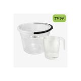 WESPA 2’li Temizlik Seti | 10 L Şeffaf Saplı Kova + 1750 ml Şeffaf Maşrapa