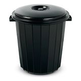 Wespa Kapaklı Siyah Plastik Çöp Kovası 50 L 41X50 cm