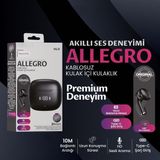 Wess Allegro V6.0 Kablosuz Bluetooth Kulak Içi Kulaklık – LED Ekranlı Şarj Kutusu, Type-C Hızlı Şarj, Hd Ses & Mikrofon, Ios & Android Uyumlu - Siyah