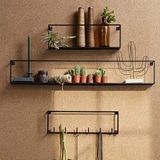 Wess Dizayn Metal 6 Kanca Askılıklı İskandinav Duvar Rafı 3 ‘lü Set WD254