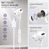Wess iPhone 17 / 17 Pro / 17 Pro Max Uyumlu Type-C Silikonlu Kablolu Kulaklık - Beyaz