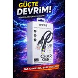 Wess Lightning 6A Hızlı Şarj Kablosu | LED Işıklı | iPhone Uyumlu - SİYAH