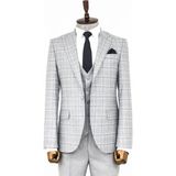 Wessi Açık Gri Ekose Ceketli Slim Fit Takım Elbise - Wessi - 50 - Gümüş