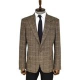 Wessi Balıksırtı Desen Slim Fit Yün Kahverengi Erkek Ceket - Wessi - 58