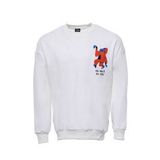Wessi - Beyaz Bisiklet Yaka Baskı Detaylı Erkek Sweatshirt