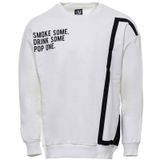 Wessi Beyaz Kadın Figürlü Bisiklet Yaka Sweatshirt