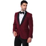 Wessi Bordo Şal Yaka Simli Smokin Ceket