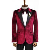 Wessi Bordo Simli Slimfit Damatlık Ceket Erkek %20 Polyester %80 Viskon Tek Düğme Detaylı - 54