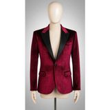 Wessi Bordo Simli Slimfit Damatlık Ceket Erkek Tek Düğme Detaylarıyla %20 Polyester %80 Viskon - 58