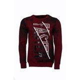 Wessi Bordo Taşlı Baskılı Sweatshirt