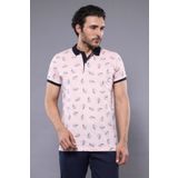 Wessi Çiçek Desenli Pembe Polo Yaka Erkek T-shirt