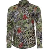 Wessi Çiçek Desenli Slim Fit Uzun Kollu Gömlek - Beyaz