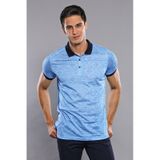 Wessi Çiçekli Desenli Polo Yaka Turkuaz Erkek T-shirt