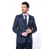 Wessi Çizgili Açık Slim Fit Lacivert Erkek Ceket