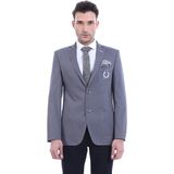 Wessi Çizgili Cepli Tek Yırtmaç Armalı Gri Erkek Ceket - Wessi - 50