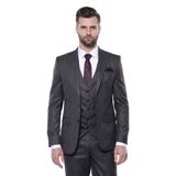 Wessi Çizgili Slim Fit Siyah Yelekli Takım Elbise