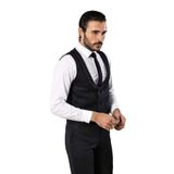 Wessi Desenli Kruvaze Lacivert Erkek Pantolon Yelek Set - Wessi