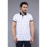 Wessi Desenli Polo Yaka Beyaz Erkek T-shirt