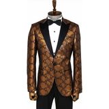 Wessi Desenli Slim Fit Kahverengi Smokin Ceket - 56