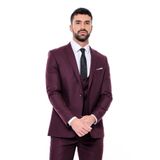 Wessi Desensiz Slim Fit Bordo Erkek Takım Elbise