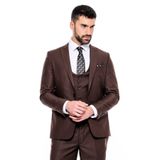 Wessi Desensiz Slim Fit Kahverengi Erkek Takım Elbise