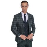 Wessi Ekose Ceketli Desenli Slim Fit Yeşil Erkek Takım Elbise
