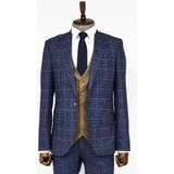 Wessi Ekose Ceketli Lacivert Slim Fit Takım Elbise - 54