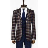 Wessi Ekose Ceketli Lacivert Slim Fit Takım Elbise - 58