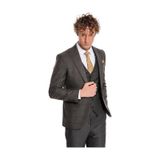 Wessi Ekose Ceketli Slim Fit Füme Erkek Takım Elbise