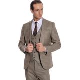 Wessi Ekose Ceketli Slim Fit Kahverengi Erkek Takım Elbise - Wessi - 60