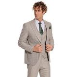 Wessi Ekose Ceketli Slim Fit Krem Erkek Takım Elbise