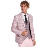 Wessi Ekose Ceketli Slim Fit Pembe Erkek Takım Elbise
