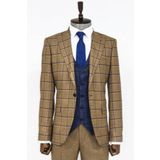 Wessi Ekose Ceketli Taba Slim Fit Takım Elbise
