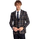 Wessi Ekose Desen Slim Fit Lacivert Erkek Ceket - 50