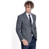 Wessi Ekose Desen Slim Fit Lacivert Erkek Ceket - 54