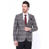 Wessi Ekose Desenli Slim Fit Bordo Erkek Ceket