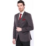 Wessi Ekose Füme Slim Fit Erkek Ceket - 52 - Siyah