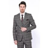 Wessi Ekose Slim Fit Füme Erkek Ceket