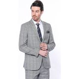Wessi Ekose Slim Fit Gri Erkek Ceket - Wessi - 56