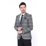 Wessi Ekose Slim Fit Tek Düğme Yeşil Erkek Ceket