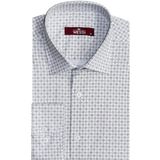 Wessi Ekru Kaz Ayağı Desenli Slim Fit Gömlek - 3XL - Beyaz