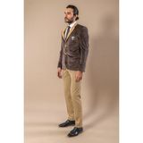 Wessi Erkek Armalı Içi Kürklü Velvet Slim Fit Ceket - Krem - 44