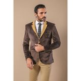 Wessi Erkek Armalı Içi Kürklü Velvet Slim Fit Ceket - Krem - 46