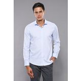 Wessi Erkek Buz Mavi Kendinden Desenli Uzun Kollu Slim Fit Gömlek